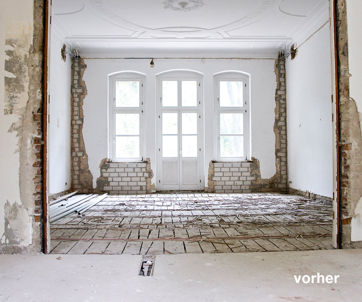 Vorher-Bild eines Raumes in der Psychosomatischen Tagesklinik währen der Sanierung